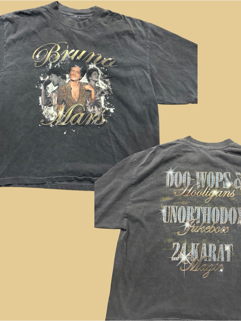 Bruno Mars Unorthodox Jukebox 24kt Magic Tour T-Shirt Black Faded